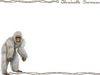雪男、イエティー、ヒバゴンの年賀状／非商用無料イラスト