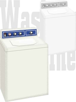 せんたくきのポストカード／条件付無料素材