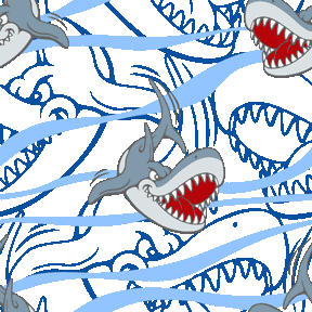 147 アニメタッチ鮫の総柄図案