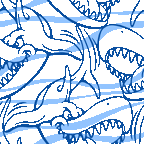 148 サメ線画の携帯背景画像