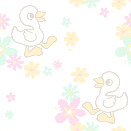 487 花とあひる＞家鴨（あひる）のテキスタイル図案／非商用無料イラスト