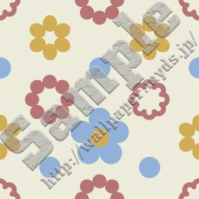 幾何学模様花柄水玉の壁紙サンプル