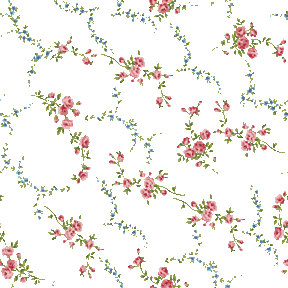 120 薔薇と青い小花のテキスタイルデザイン