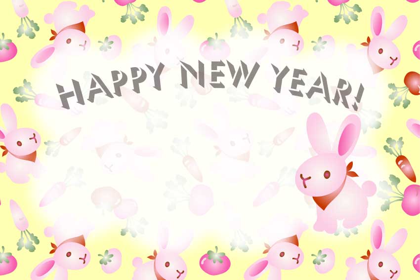 やさいとうさぎの年賀用イラスト