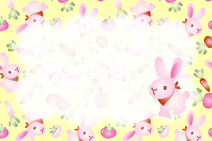 やさいとうさぎ＜兎・卯年（うさぎどし）のポストカードイラスト・無料