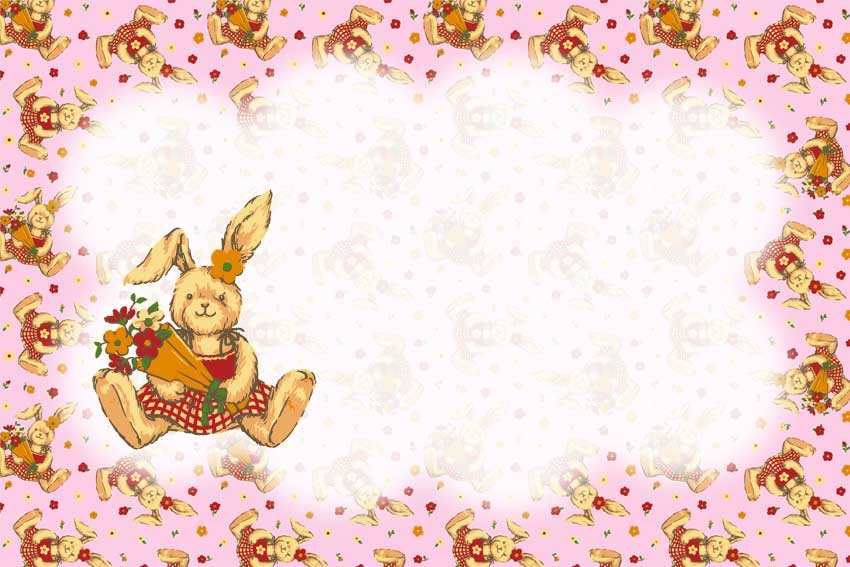 花束と兎＜兎・卯年（うさぎどし）のポストカードイラスト・無料