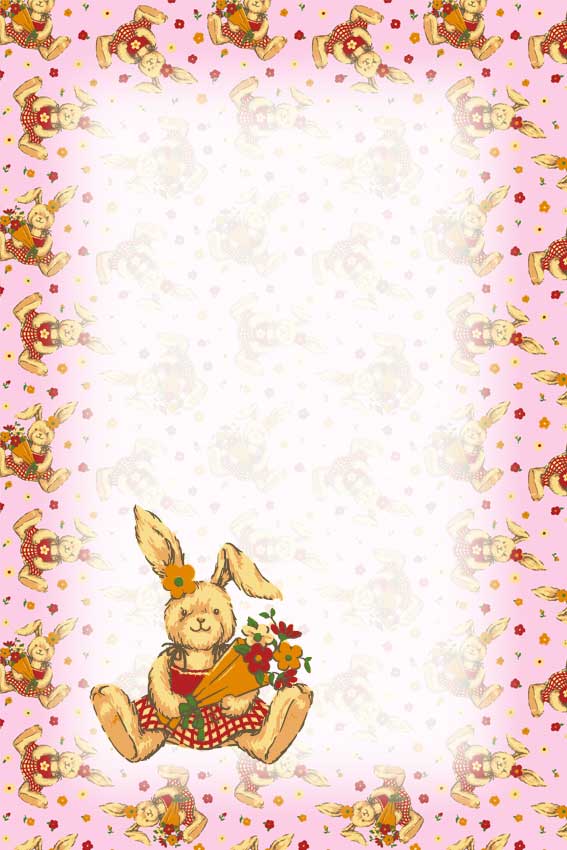 兎・卯年（うさぎどし）＞花たばと兎の葉書サイズイラスト・フリー