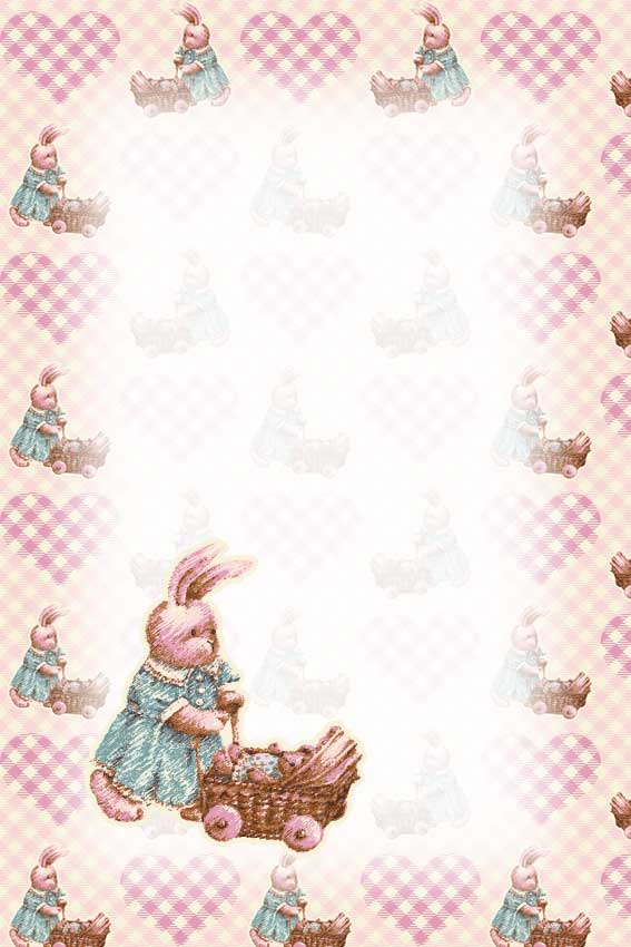 兎・卯年（うさぎどし）＞クレヨンタッチギンガムうさぎの葉書サイズイラスト・フリー