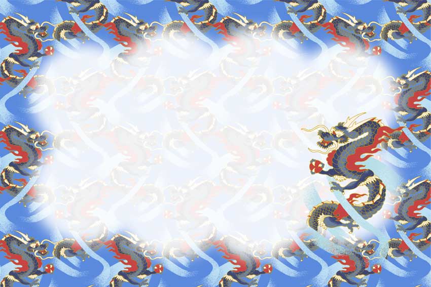 のぼり龍＜竜・辰年（たつどし）のポストカードイラスト・無料