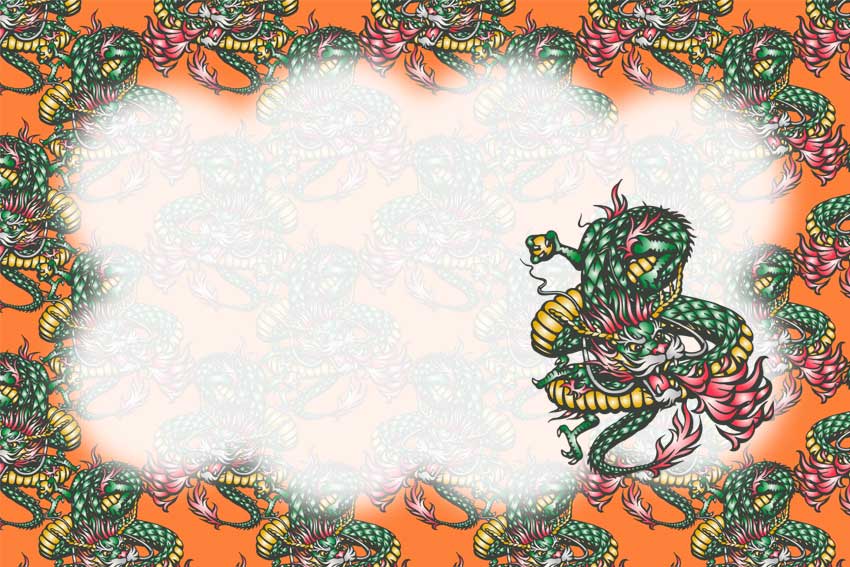 ファイヤー龍＜竜・辰年（たつどし）のポストカードイラスト・無料