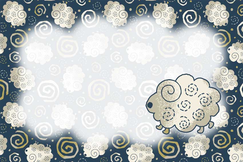 子ヒツジ＜羊・未年（ひつじどし）のポストカードイラスト・無料
